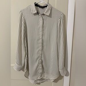 Women’s Long Sleeve Black and White Striped Button Down